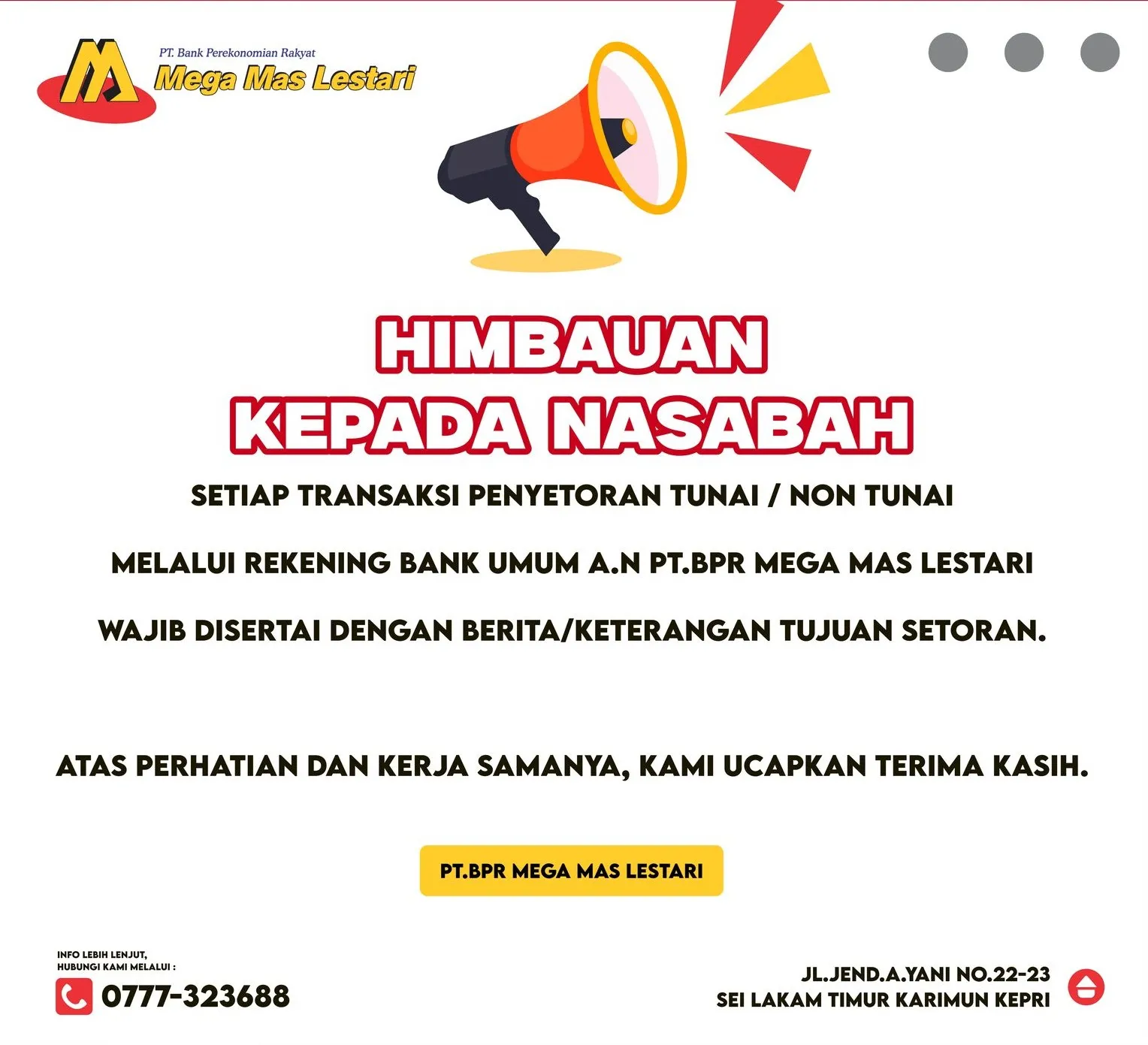 Himbauan kepada nasabah
