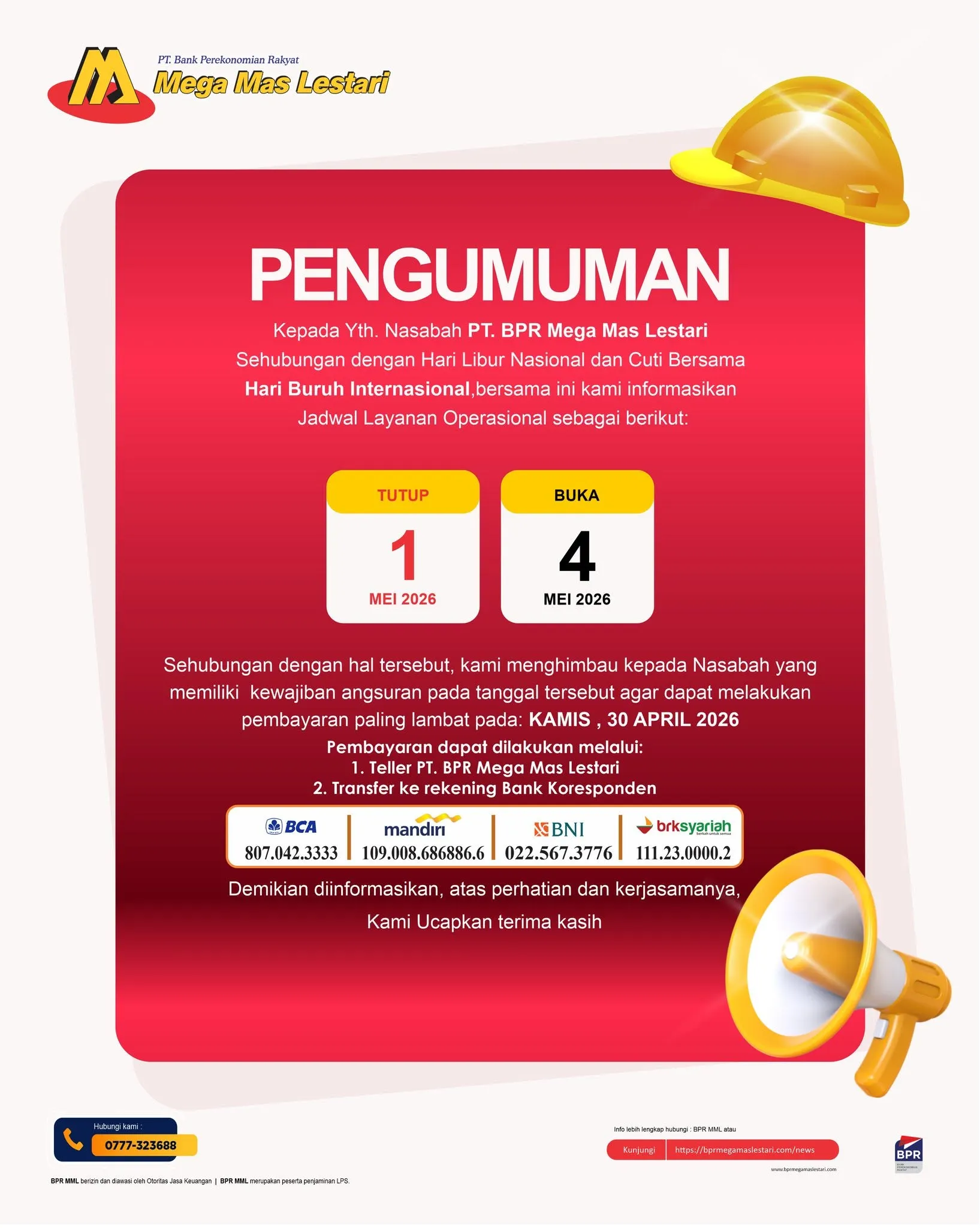 📢 **PENGUMUMAN LAYANAN OPERASIONAL**