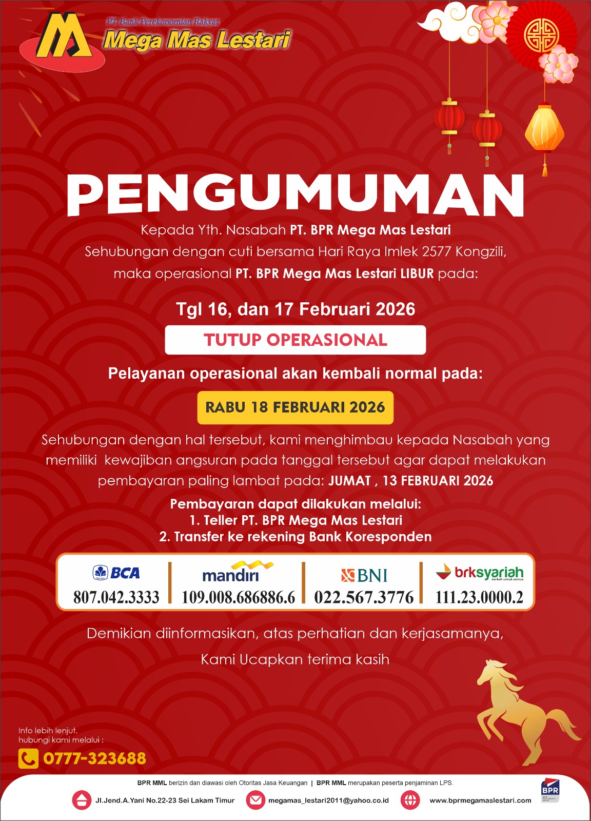 📢 PENGUMUMAN LIBUR OPERASIONAL 📢
