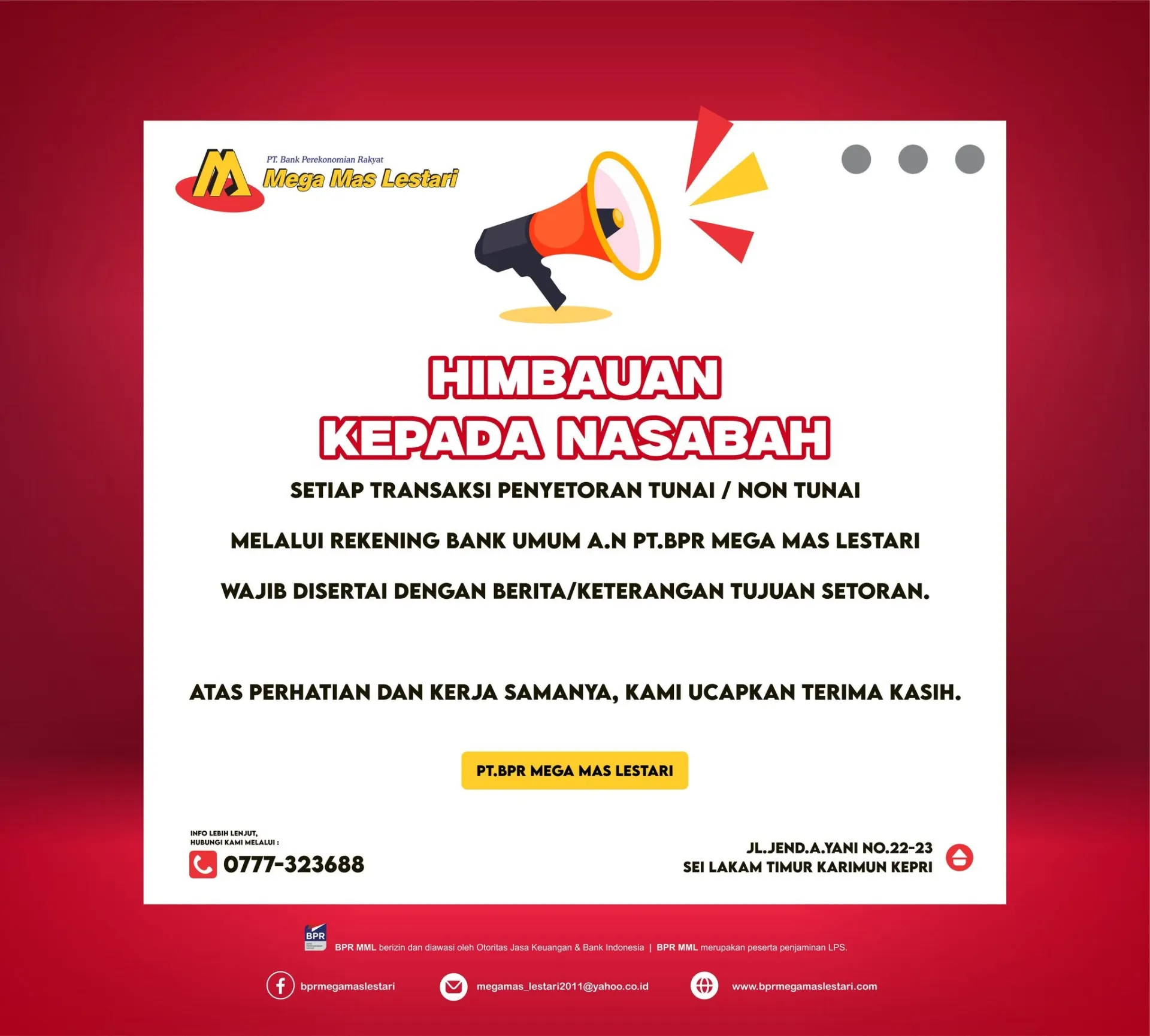 Himbauan kepada nasabah